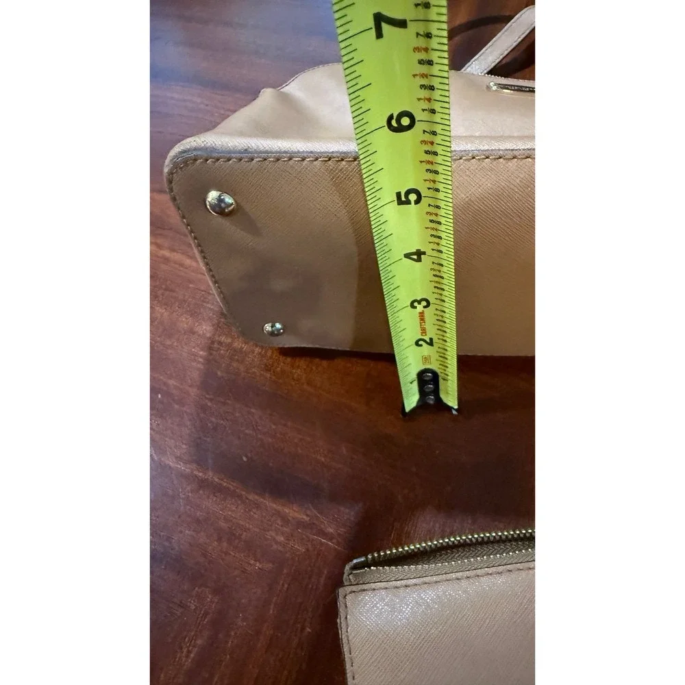 MICHAEL KORS MK LG Dome Satchel‎ Bag and matching wallet Tan Saffiano